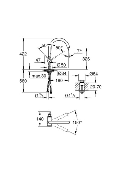 Grohe Atrio Lavabo Bataryası 1/2" XL-Boyut - 24365DC0 Antrasit