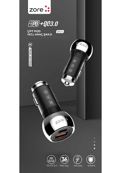 Zore Zr-C1 Lightning 2 in 1 Araç Şarj Seti