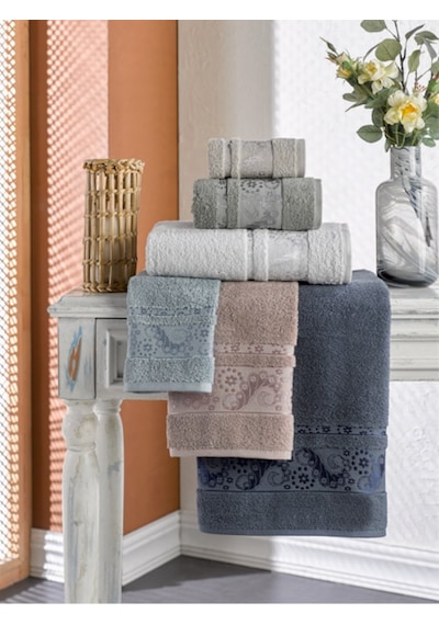 Durul Bukle Jakarlı Banyo Havlusu 70X140 6'Lı Paket