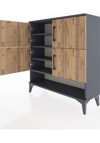 Arges Şifonyer 4 Raflı 4 Kapaklı 88x30x96 Antrasit-çam Antrasit