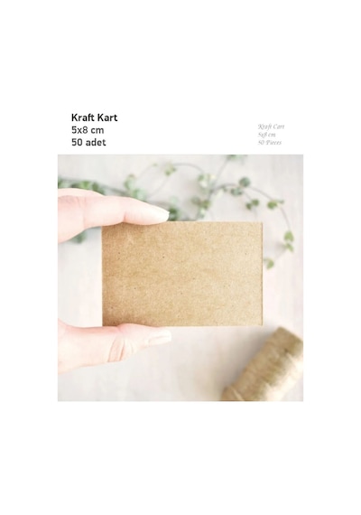 50 Adet Kraft Baskısız Boş Kart - Kartvizit - Not Kartı - Hediye
