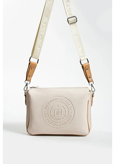 Just Polo Kadın Günlük Kullanıma Uygun Ayarlanabilir Askılı Lakoste Kumaş Şık Omuz Çantası Shopper Krem Taba