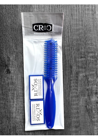 Croc Su01 Mavi Saç Kesim Usturası -jiletli Tarak + Jilet 10'lu