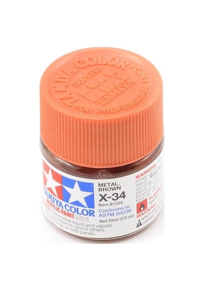 X-34 Metallic Brown Parlak Akrilik Boya 10 Ml Kahverengi