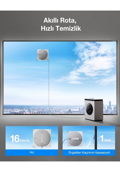 Ecovacs Winbot W3 Cam Temizleme Robotu Gri