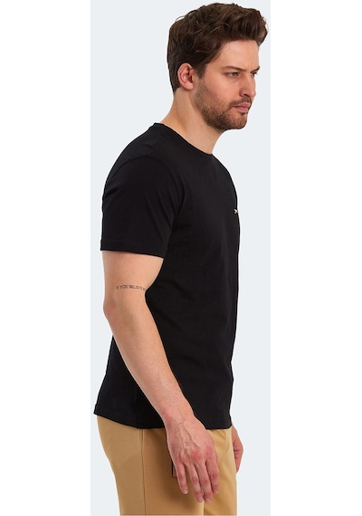 Slazenger PAINT I Erkek Baskılı Siyah Tişört