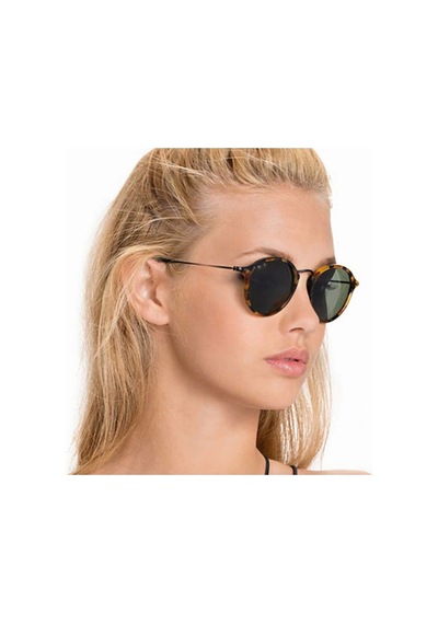 Leopar-yeşil Yuvarlak Lentes De Sol Vintage&retro Güneş Gözlüğü Altın - Mavi