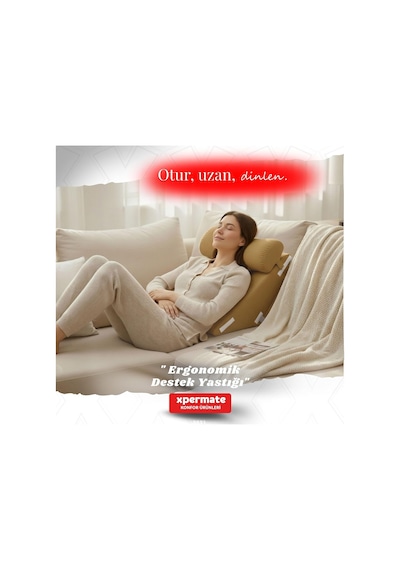 Ergonomik Destek Yastığı Baş, Sırt, Bel Ve Bacak Desteği Kahverengi