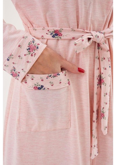 Mecit Pijama Mecit 6320 Pudra Büyük Beden Kadın Sabahlık Pijama Gecelik Set Pudra