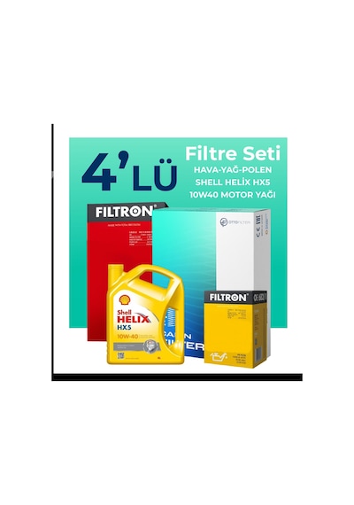 Filtron Alfa Romeo 147 1.6 Ts Filtre Bakım Seti Shell Motor Yağlı (2001-2010) 4 Lü