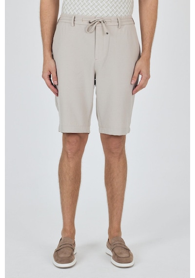 İmza Bej Düz Esnek Gabardin Casual Şort 1016250150 Bej