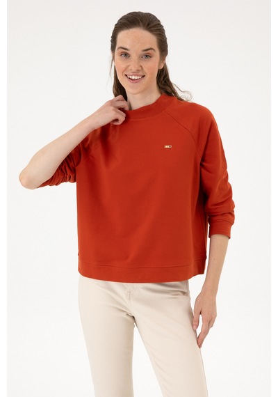 U.S. Polo Assn. Kadın Kiremit Regular Bisiklet Yaka Basic Sweatshırt 50313610-VR031