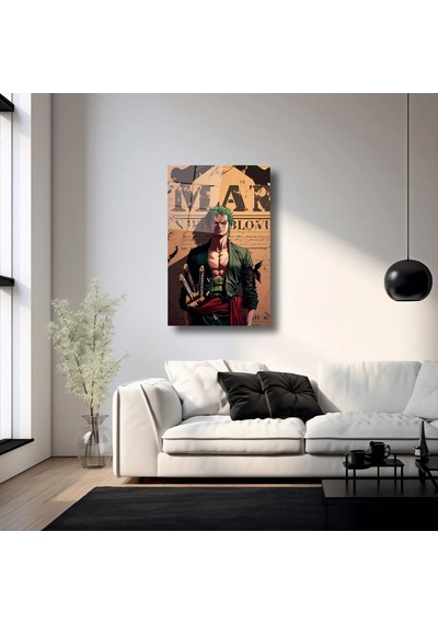 One Piece Roronoa Zoro Cam Tablo Anime Temalı Duvar Dekoru 35x5