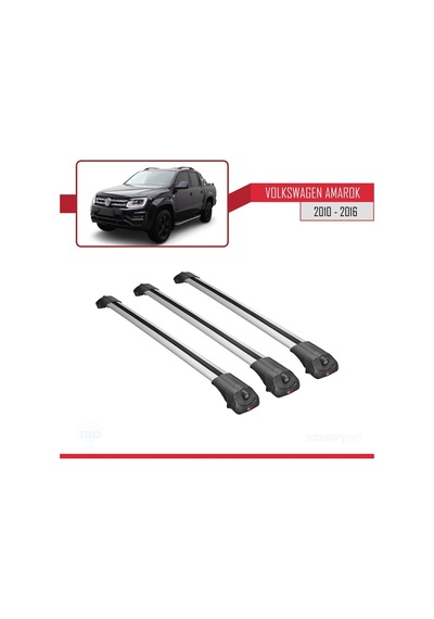 Volkswagen Amarok 2010-2016 Arası İle Uyumlu Ace-1 Ara Atkı Tavan Barı Gri 3 Adet Bar