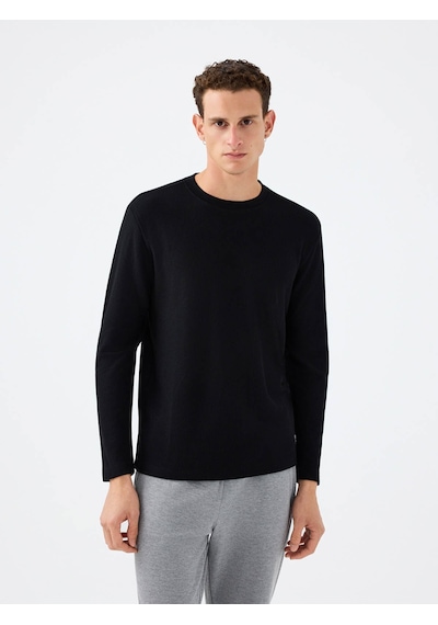 Loft Regular Fit Siyah Erkek Uzun Kollu T-shirt Lf2040679 Siyah