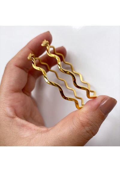 Altın Kaplama Gümüş Zigzag Ajda Bilezik Gold