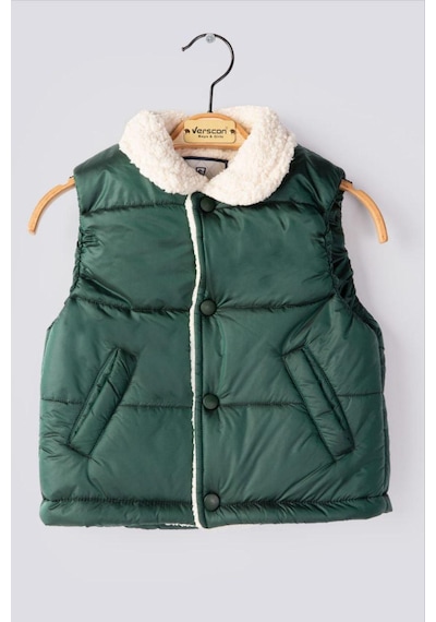 Emila Kids Unisex Yeşil Çocuk Şişme Yelek Koyu Yeşil