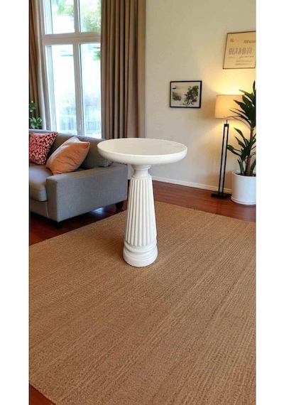 Beyaz Renk Doğal Ahşap Mantar Sehpa Tekli Yan Sehpa Modeli - Mushroom Table Beyaz