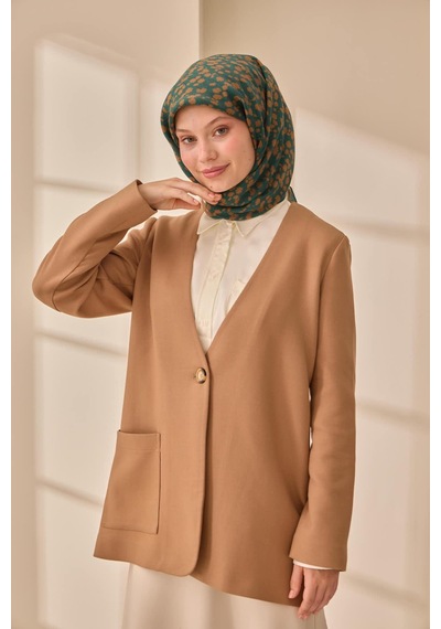 Silk Home Aura Eşarp 140005-13 Zümrüt Yeşili, Sütlü Kahve, Beyaz