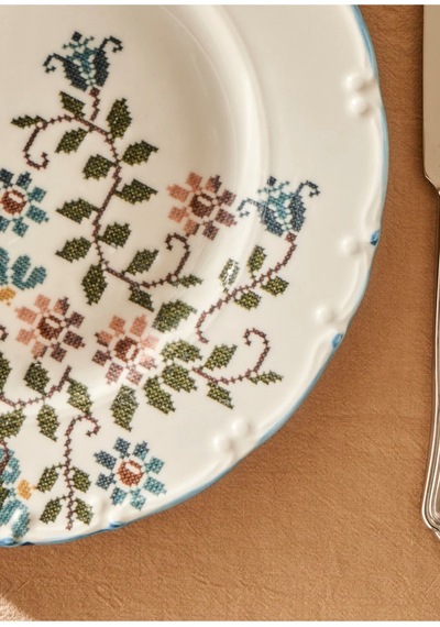 Bella Maison Vintage Porselen 26 Parça 6 Kişilik Kahvaltı Takımı Mavi Mavi