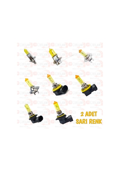 Oto Far Ampülü Sarı Işık 12V H1 H3 H4 H7 2 Adet