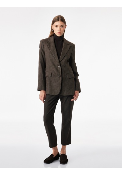 Koton Slim Fit Düz Kısa Paça Viskon Karışımlı Cigarette Pantolon Kahverengi 7wak40037uw Kahve