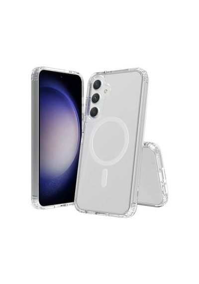 Samsung Galaxy Uyumlu S23 Fe Kılıf Wireless Mıknatıslı Tacsafe Şeffaf Sert Silikon