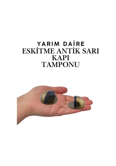 5 Adet Eskitme Antik Sarı Yarım Daire Yapışkanlı Kapı Tamponu Kapı Stoperi Metal Kapı Stopu Durduruc