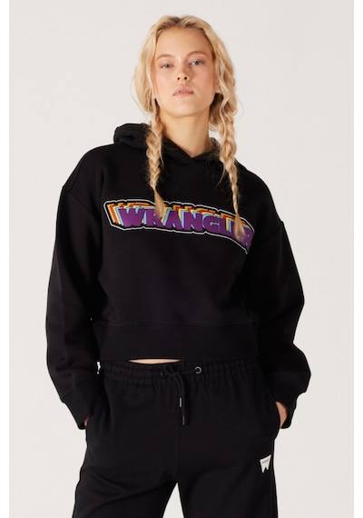 Wrangler Regular Fit Normal Kesim Siyah Kadın Kapüşonlu Sweatshirt W232302001 Siyah