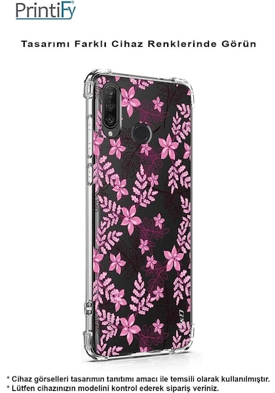 Samsung Galaxy A26 İle Uyumlu Floral Pembe Baskılı Şeffaf Köşe Korumalı Antişok Kılıf