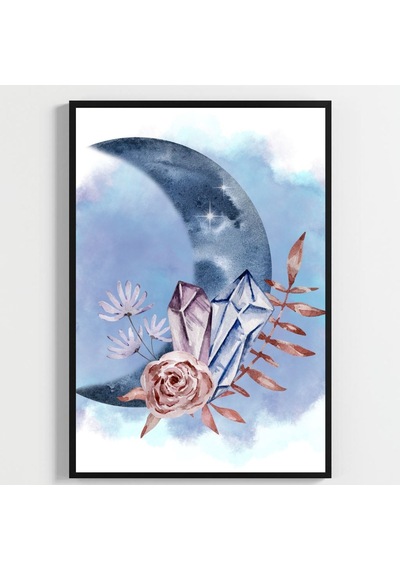 Besay Kozmik Rüya Meditasyon Ve Yoga Odası Dekorasyonu Çiçekli Kristal Ve Kadın Figürlü Poster 3'lü Set A2 Çerçevesiz
