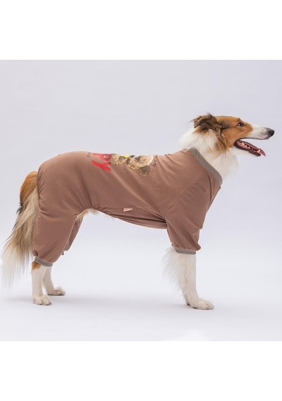 Happy Teddy Bear Orta Ve Büyük Irk Köpek Pijaması - Köpek Tulumu - Köpek Kıyafeti 15 Kg-45 Kg