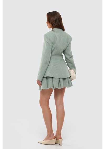 Thalure Kadın Mint Yeşili Yakasız Tüvit Blazer