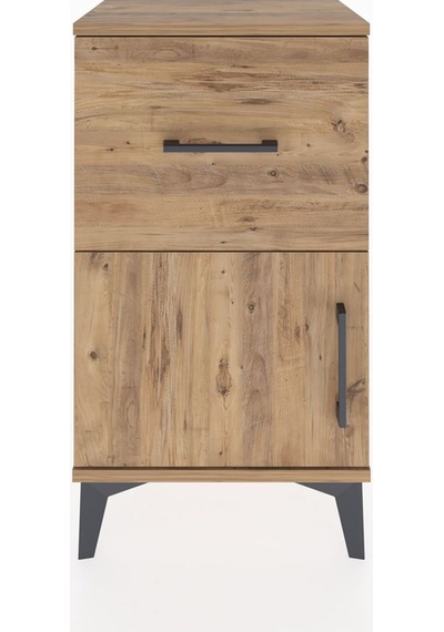 Arges Komodin Tek Raflı Tek Çekmeceli Tek Kapaklı 44x30x80 Ça... Çam