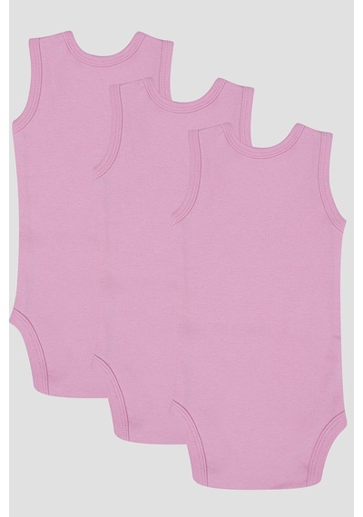 Arma Yıldız %100 Organik Pamuk 3'lü Pembe Bebek Atlet Çıtçıtlı Zıbın Body Pembe