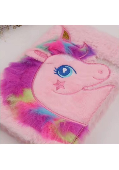 Unicorn Tasarımlı Peluş Çizgili Defter