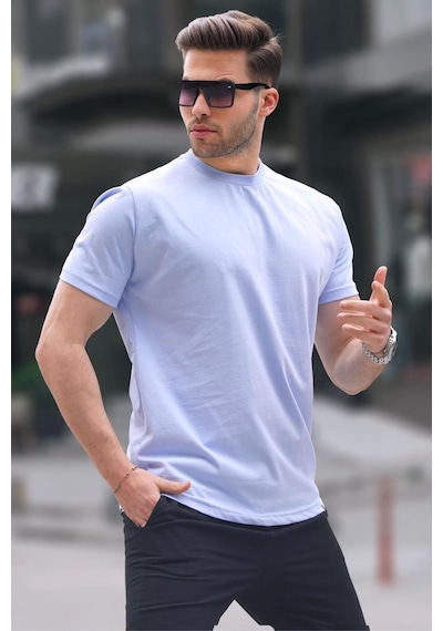 Madmext Mavi Regular Fit Basic Erkek Tişört 6131-mavi Mavi