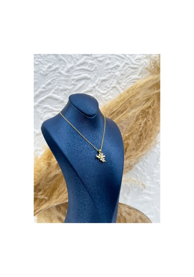 925 Ayar Gümüş Gold Kaplama Kelebek Lotus Kadın Kolye Gümüş Gümüş