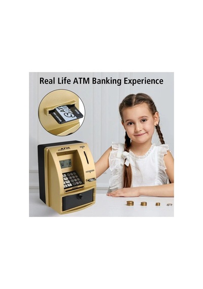 Lcd Ekran Atm Şifreli Kumbara Kağıt Demir Para Girişli Kartlı Sesli Yönlendirme Takvim Saat