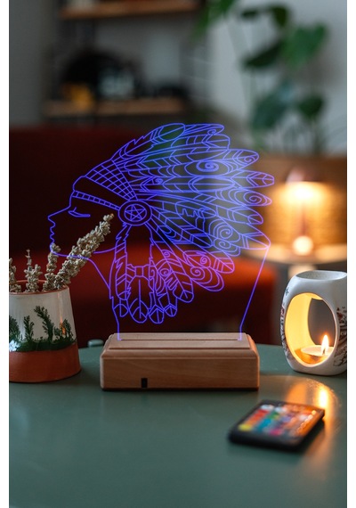 Özel Tasarım Kızılderili 3D Led Lamba
