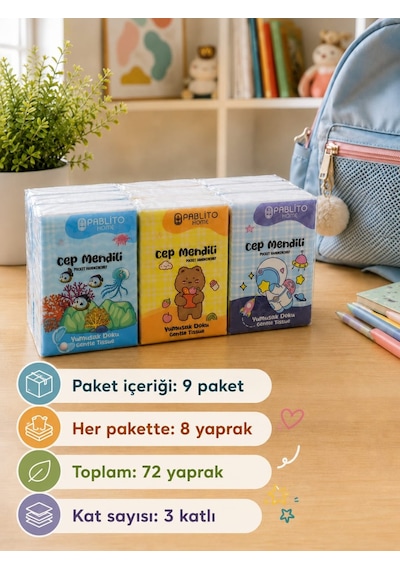 Pango Mini Cep Islak Mendil 8 Li Hayvan Figürlü Pratik Cep Boy Islak Mendil