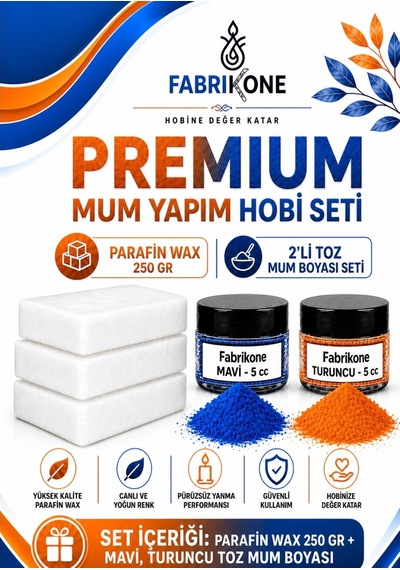 Premium Mum Yapım Hobi Seti - Parafin Wax 250 Gr - 2'li Toz Mum Boyası Seti - Mavi, Turuncu Bkfabpw2502mt Karışık
