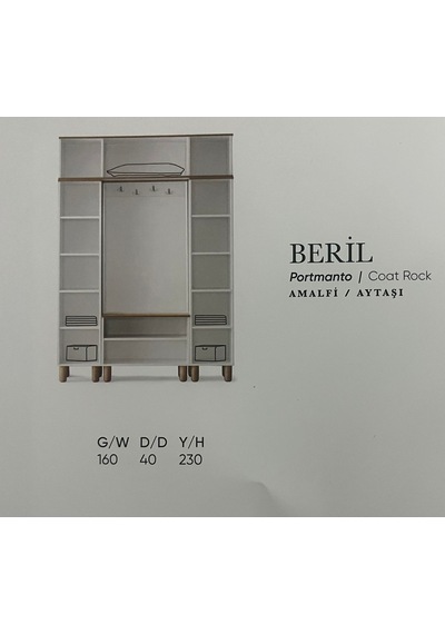 Beril Mdf Portmanto Krem - Meşe