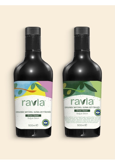 Ravla Organik Zeytinyağı Bebek Çocuk Yüksek Polifenol 500 ML + Organik Erken Hasat Zeytinyağı İçimlik 500 ML