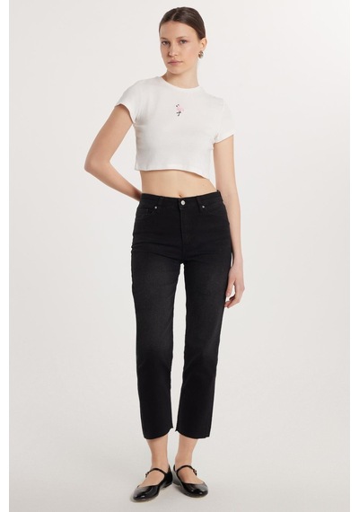 Tudors Kadın Regular Fit Cepli Geniş Paça Füme Jean Kot Pantolon-33899 Füme