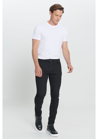 AC&Co / Altınyıldız Classics Ekstra Slim Fit Riss Pamuklu Esnek Erkek Kot Pantolon Siyah