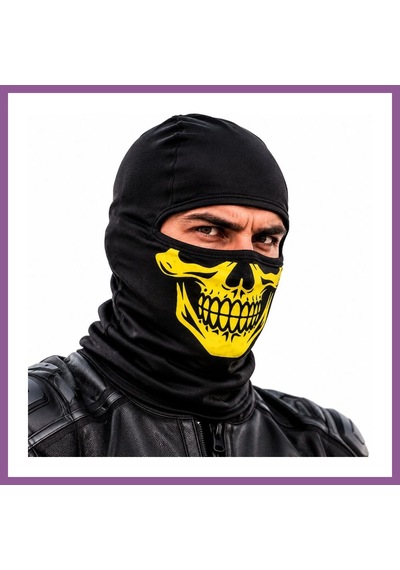 Ren.ga.renk Unisex Sarı Kurukafa Desenli Balaklava Kar Maskesi Siyah Tam Yüz Boyunluk Motosiklet Outdoor Maske Renk: Siyah Beden: Standart Adet: 1 Rengaren