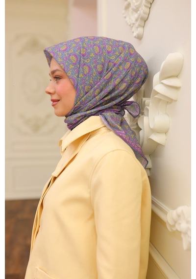 Silk Home Soft Eşarp 73077-03 Leylak, Sarı, Çelik Mavi