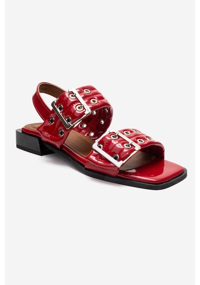 Luvishoes Blob Kırmızı Rugan Tokalı Kadın Sandalet Kırmızı