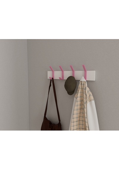 Hepsi3boyutlu Modern Duvar & Kapı Kanca Askılık - 4 Adet Pembe Kanca Askılık - Model No : 1 Pembe